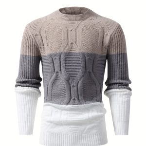 Men's Casual Striped Twist-Knit Sweater