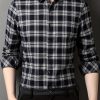 Spring and Autumn Men’s Plaid Long Sleeve Casual Shirt, Versatile Wrinkle-Free Shirt