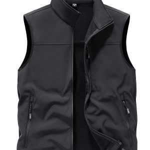 Autumn and Winter - Outdoor Fashion - Multi-Pocket Leisure - Simple High-Quality - Stand-Up Collar Vest - Thickened Version - Warm and Comfortable