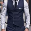Men’S Single-Piece Suit with a Double-Breasted Vest