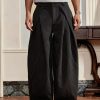 Men’s Trendy Basic Versatile Flattering Buttoned Pleated Pocket  Design Four Seasons Loose Wide Leg Comfortable Black Striped Casual Sport Long Pants