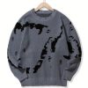 All Match Knitted Sweater, Men’s Casual Warm Slightly Stretch Crew Neck Pullover Sweater For Men Fall Winter