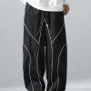 Men’S Japanese Korean Style Wide-Leg Trousers – Elastic Drawstring Waist & Cuffed Hem, Loose-Fit Streetwear Pants with Vertical Stripes