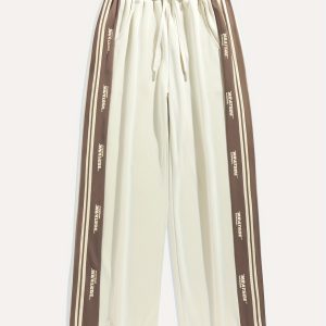 Men'S Casual Joggers, Men'S Print Sports Pants, Fashionable Straight-Leg Trousers with Elastic Cuffs and Adjustable Drawstring Waistband, Letter Print Striped Pants for Outdoor Activities, Running, Perfect as a Gift