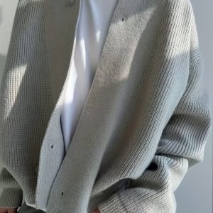 Men'S Cardigan Sweater in a Vintage Design, Featuring a Luxurious And Relaxed Knit Style in Light Gray