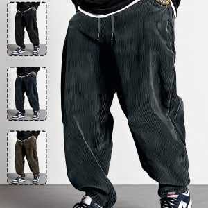 One Piece Men's New Four-Season Corduroy Pants, Loose Straight-Leg Retro Casual Trousers, Soft and Comfortable Fabric, Available in Blacku002F Gray-Blueu002F Brown, Multiple Color Options