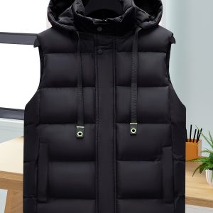Men'S Casual Hooded Sleeveless Vest | Warm and Comfortable Vest for Fallu002FWinter, Ideal for Home and Outdoor Activities, Thick