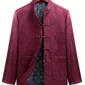 Men'S Tang Jacket for Spring And Autumn, Long-Sleeved Top, Traditional Chinese Clothing with a Cultural Flair, Chinese Size, Please Check The Size Guide Carefully