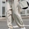Men’S Striped Woven Linen Pleated Casual Pants
