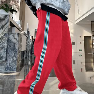 Men's & Teen Loose-Fit Solid Color Athletic Pants with Cuffed Stripe - Gym,, Casual Wear - Comfortable Trousers (Hand Washu002FDry) - Plain with Stripe Accent for Matching for Men